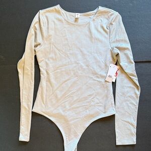 BP Light Gray ribbed Long Sleeve Bodysuit size M